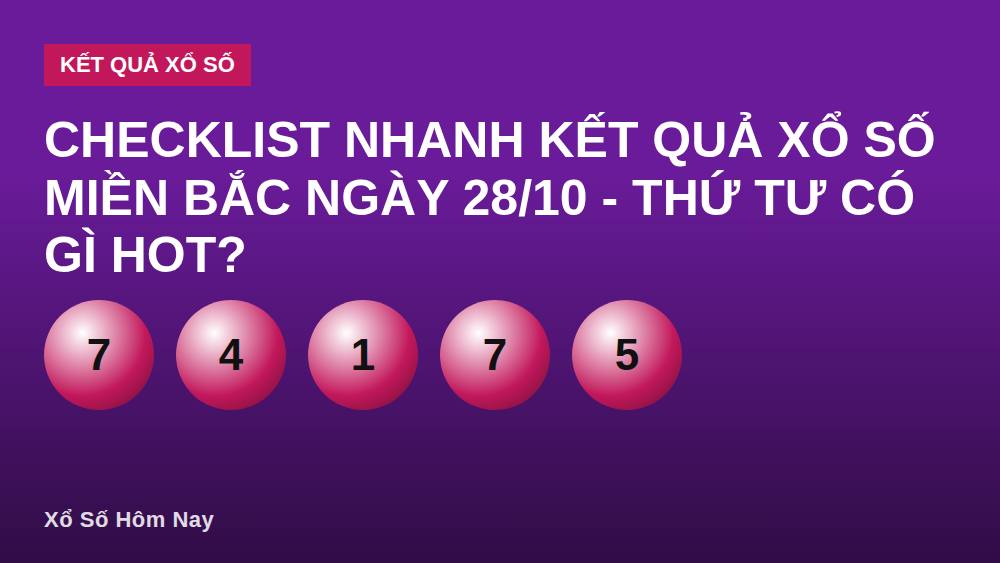 Checklist nhanh kết quả xổ số miền Bắc ngày 28/10 - Thứ Tư có gì hot?
